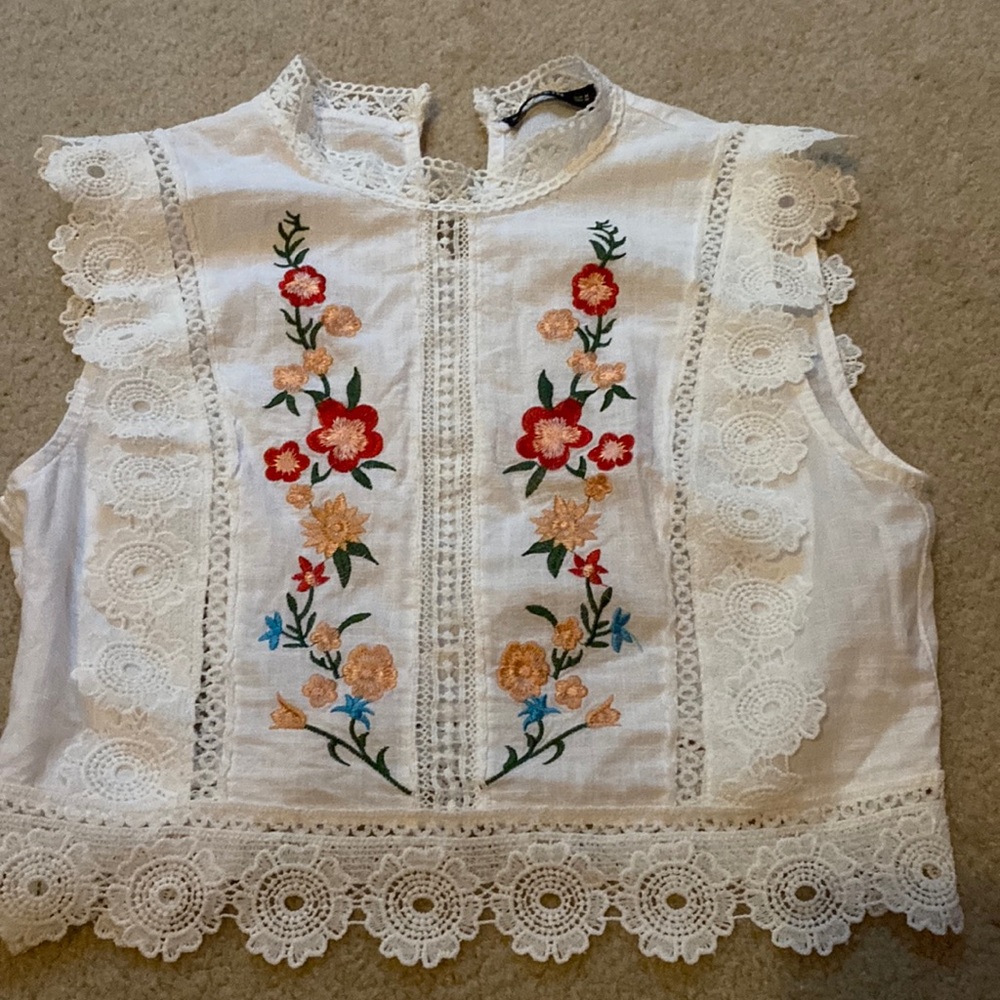 SHEIN Contrast Lace Mock Neck Crop Top!